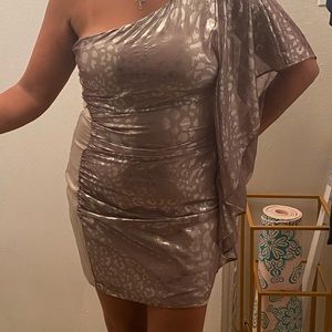 BEBE gold metallic dress